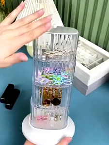 【PLAYFUL】Makeup Puff Box Multi-Layers Rotatable Cosmetic Cotton Pad Box Makeup Sponge Box