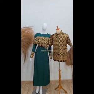 JD CP Yasmin Batik Fashion Pakaian Couple Pasangan Kemeja dan Gamis Maxy Bahan Moscrepe