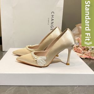 Comfortable Wide Fit Stiletto Heels Satin Wedding Shoes