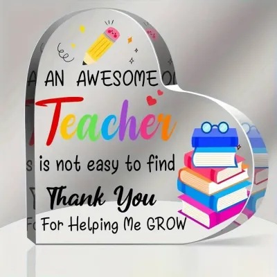 1 pcs Acrylic gift for My teacher home decor Decorative print an awesome teacher is not easy to find thank you for help me grow