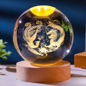 Double Dragon Pearl Play Crystal Ball Interior Carving Dragon Year Decorative Ornaments Living Room Bar Cabinet Decorations Gifts for Friends