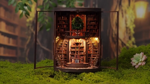 🎁Ready Stock DIY 3D Wooden Book Nook Miniature House Wisdom Rings Book Repository 智慧年轮书屋 AH01-005 WCC