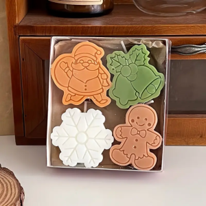 4-piece Christmas Series festive scented candles - Christmas decorations suitable for New Year festive fireplaces soy wax