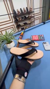 Dép Quai Ngang Nam Da Bò Thật Dép Đúc Nguyên Khối Hàng Cao Cấp Full Bill Box