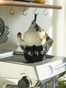 Cute Cat Ceramic Mugs April Birthday Gift for Women Drinking Water Home Use Dormitory Use Soft Healing Style Animal Pattern