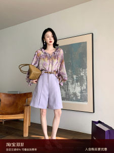 Original Lu Qingyi Ancient Fish Vintage 3D Pleated Casual Mid-Length Shorts Women Summer Loose Slim A-Line 5-Point Shorts