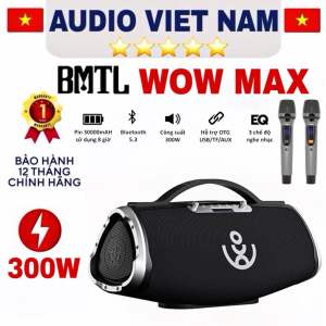 Loa BMTL WOW MAX CÔNG SUẤT 300W KÈM 2 MICRO KARAOKE OTG pin 30000mah bluetooth 5.3