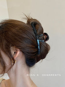 Matte Black One-Word Grip Large Hair Clip Womens Back Head New Arrival Fancy Updo Hair Clip Headdress Shark Clip