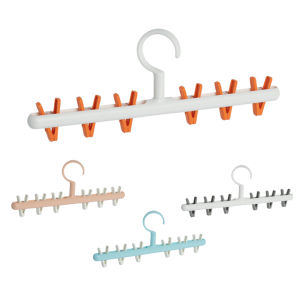 ไม้แขวน ไม้แขวนหนีบผ้า hanger ไม้แขวนพร้อมที่หนีบ 6 ตัว ที่หนีบตากผ้า ที่ตากถุงเท้า ไม้หนีบผ้าอเนกประสงค์ ที่หนีบผ้าพลาสติก มี 4 สี