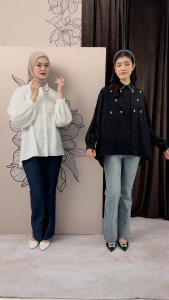 Mayoutfit.id Eadlyn Shirt | Kemeja Wanita Basic Aksen Payet