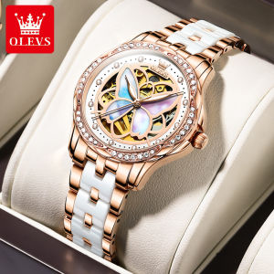 OLEVS special luxury elegant design automatic mechanical movement watch for women original luminous waterproof leather/stainless steel