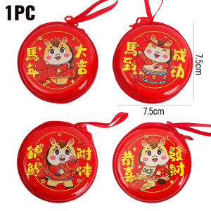 2026 Chinese New Year Horse Cartoon Zodiac Festive Gift Packaging Boxes Holiday for Children Coin Case  No Loss Portable Hanging Rope Blessing Gift