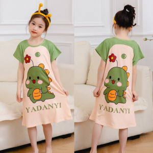 Summer Lightweight Short Sleeve Childrens Nightgown Princess Girls Home Dress Breathable Moisture Wicking Warmth Retention