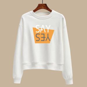 White Pure Cotton Sweatshirt Womens Loose Fit Long Sleeve Thin Outerwear round Neck Printed Korean Style Spring Autumn Trendy