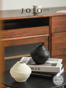 Modern Simplicity JOJOS L. PD.Cane Donut Vase Artificial Flower Unique Desktop Decoration Ceramic Craft Painted Flower Pot