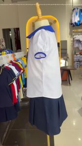 Áo sơ mi nữ cổ lá sen màu xanh bíchsơ mi bé gai dễ thương.