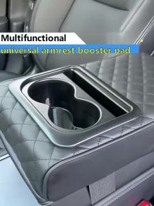 Car Armrest Box Cushion Auto Center Console Armrest Cushion With 2 Cup Holder PU Leather Armrest Pad Portable Car Amrest Pillow