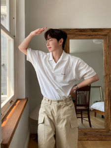 DAVID&ME | Letter Embroidery Summer Korean Style Simple Versatile Casual Polo Shirt