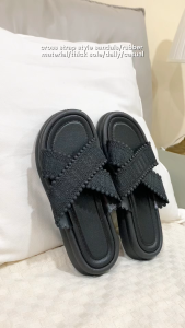 STOMPION Flat Sandals For Women Korean Style Fashion Casual Cross-Strap Beach Slippers