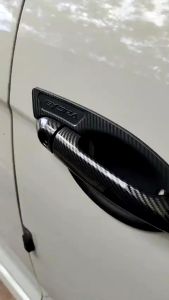 4PC Proton Exora Car Door Handle Cover 3D Carbon Black Door Handle Inner Bowl Trim Protector Car Accessories Door Handle Guard Sticker Anti Scratch Anti Collision Protections Cover Pintu Pemegang Kereta Exora / Exora Bold