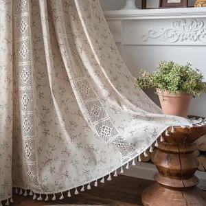 Semi-Transparent Lace and Print Ready-Made Curtains