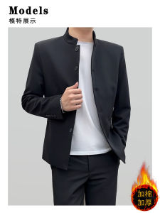 New 2025 Mens Zhongshan Jacket Coat Standart Fit Luxury Lightweight Polyester Nylon Composite Fiber Anti-Wrinkle Spring Autumn Winter