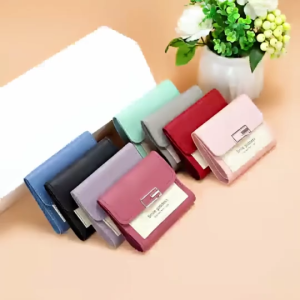 Dompet Versi Korea Kontras Warna Pendek Dompet Lipat Dompet Koin lucu D665 Wanita Lipat Dompet Multifungsi