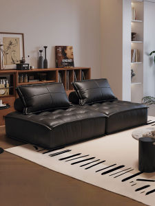 HSMJ | Compact Living Room Black Leather Single Block Sofa