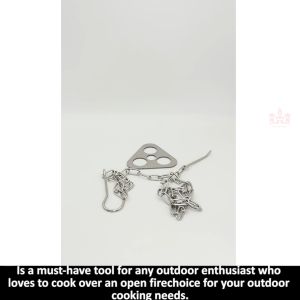 Cc Outdoor Camping Tripod Stainless Steel Buckle Chain Triangle Cooking Pot Pan Hanger Picnic BBQ Hiking