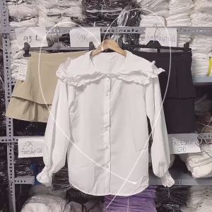 Áo Tiểu Thư Phối Bèo Vai Sơ Mi Công Sở CB1 / Áo Kiểu Nữ Tay Dài Phối Viền Bèo Xinh
