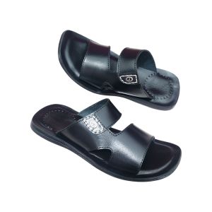 SANDAL KULIT PRIA ( GARANSI KULIT SAPI 100% ) MODEL JM06 HITAM ( PREMIUM HIGH QUALITY )
