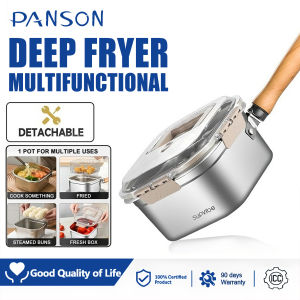 PANSON Portable Stainless Steel Japanese Deep Drain Fryer Tempura Deep Fryer Multifunctional