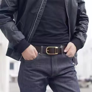 100% Authentic Men Leather Belt Clips Copper Automatic Buckle Fashionable Casual Style Business Versatile Simple High-end Feel