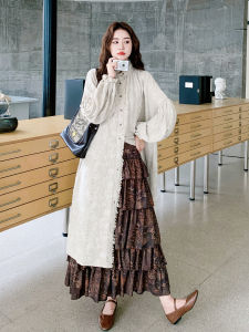 Laid-back Style Shirt Dress Set Womens Autumn 2025 New Long Sleeve Button Closure Loose Fit Casual Scene Two-Piece Suit