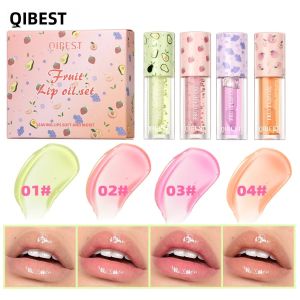 Bộ Son Dưỡng Môi QIBEST 4 Món Dưỡng Ẩm Son Bóng Màu Làm Đầy Môi Bóng Gương Bộ Mỹ Phẩm Trang Điểm Môi Bóng Mượt