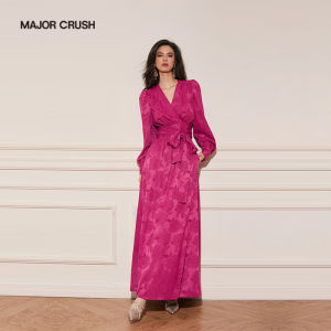Clare Rose Style Custom Jacquard Fabric One-piece Wrap Dress