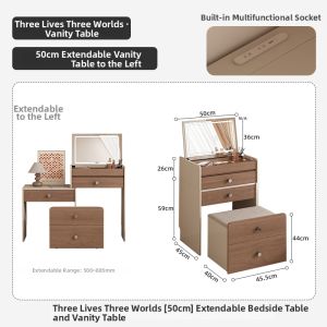 DMX | Space-Saving Narrow Extensible Makeup Table with Concealable Mirror
