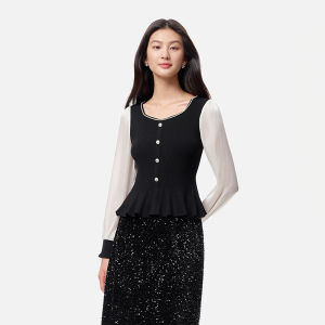 Koradior | Elegant Faux Layered Starlight Knit Sweater