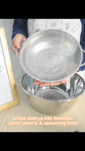 SANOYA Panci Saringan Peniris Stainless Steel 22 25 cm – Wadah Cuci Sayur Buah Serbaguna & Awet
