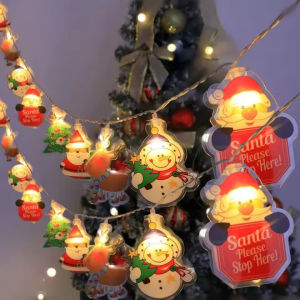 1.5M LED Christmas Tree Santa Claus Snowman String Lights Home Window Ornament Lamp for New Year Party Garden Decoration