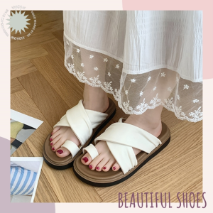 QZshop งานเข้าใหม่   รองเท้าแตะแฟชั่นผู้หญิง เป็นงานสวมสายไขว้ สวมนิ้วโป้ง ใส่แล้วเท้าสวย 3 สีให้เลือก ราคาถูกมากรีบมาตำเลย