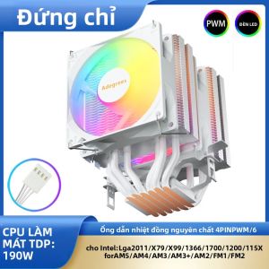 Tản Nhiệt CPU 6 Ống Dẫn Nhiệt Cho Intel LGA 1700 1200 1150 1151 1155 2011 X79 X99 1366 AM5 AM4 - Tản Nhiệt Tháp 4Pin PWM Với Đồng Nguyên Chất