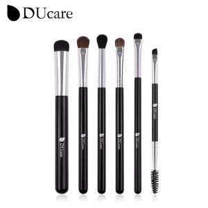 DUcare 6Pcs/Set Eyeshadow Brush Set Premium Eye Makeup Brushes Professional Eyeshadow Brushes with Double-Ended Angled Eyebrow BrushConcealer Blending Eyeliner - Black【Post in 24 Hours&90 days Warranty Services】
