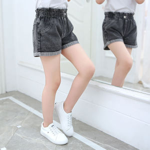 กางเกงยีนส์ขาสั้น ยีนส์เด็กผู้หญิง กางเดงเด็ก ยีนส์เด็ก เด็กผู้หญิงสีดํา (เด็ก4-13ปี)