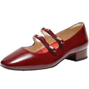Belle | Genuine Leather Red Mary Jane Shoes