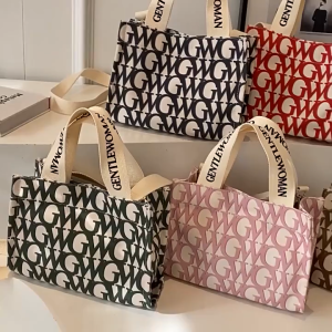 【24 Hour Shipping🚗✔️】new design fashion large gentle women letter canvas tote bag luxury shoulder bag with zipper for women student