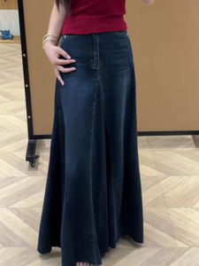 กระโปรงยีนส์ทรงเอเอวสูงสไตล์อเมริกัน กระโปรงทรงเอเอวสูงทรงหลวมสำหรับผู้หญิง ฤดูใบไม้ร่วง 2025 ดีไซน์เก๋ไก๋ กระโปรงทรงเอเอวสูง