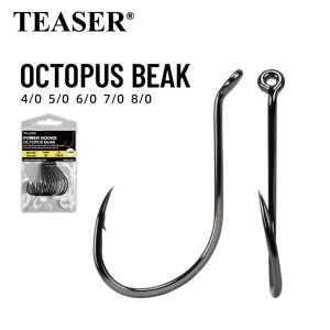 TEASER 10pcs/bag 201105  High Carbon Jigging Barbed Fishing Hook 4/0 5/0 6/0 7/0 8/0 Saltwater Octopus Beak Fishing Hooks