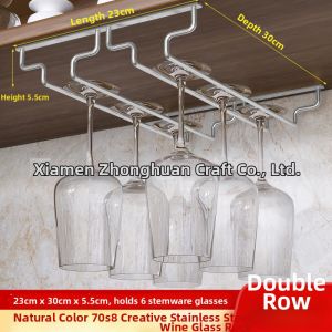 Single Row Hanging Wine Glass Rack Stainless Steel