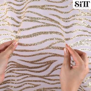 ผ้าลูกไม้กากเพชร ผ้าสไบกากเพชร [ลายคลื่น]